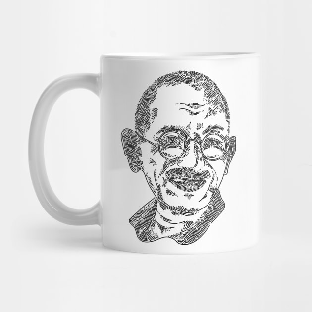 Mahatma Gandi Line Art by Merchsides